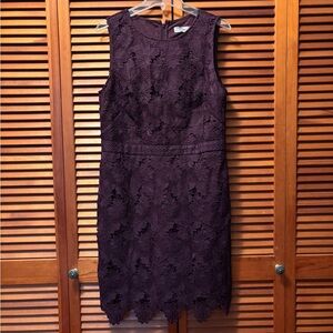 LOFT Deep Purple Lace Midi Dress